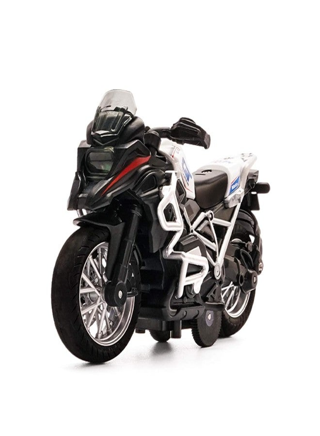 KENIRY Police Motorcycle Toy - Pull Back Motorcycle Toys, Tiny Gift with Music Lighting, Latte Motorcycles Toy for Kids Boys Age 3-8 Year Old [New] (TOURTER Bike -White) - Image 1